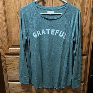 Grayson Threads Long-Sleeve 'Grateful' Tee in Green
